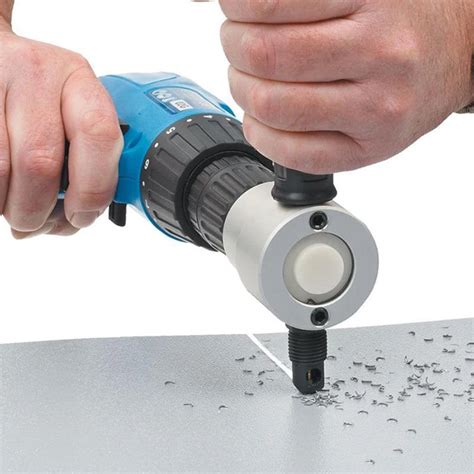 sheet metal cutting attachment for drill|cutting stainless steel drill attachment.